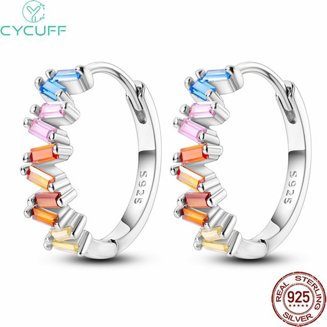 Cycuff Ohrringe, 925 Sterling Silber, bunt, quadratisch, Damen - Bild 1