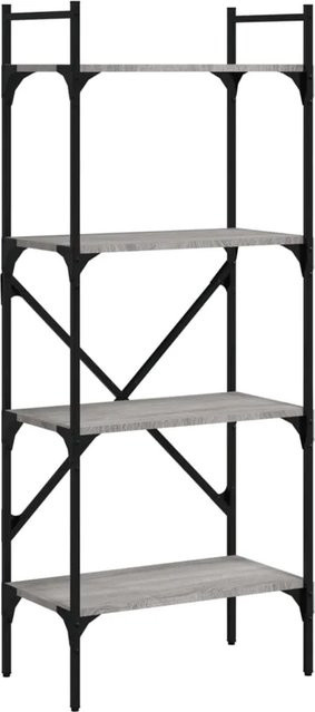 vidaXL Bücherregal mit 4 Fächern in Grau Sonoma, Industrial Design aus Holz und Metall, B/T/H: 56 x 31,5 x 138,5 cm - Bild 1