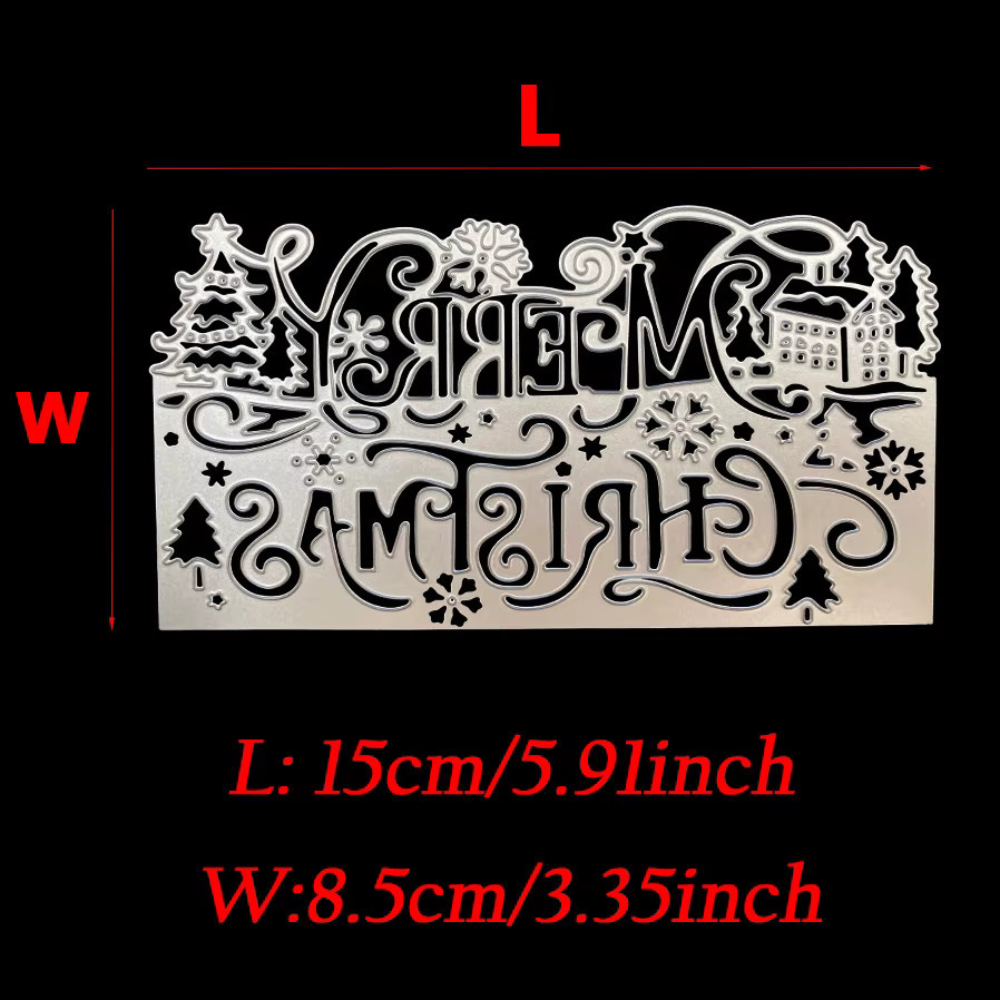 Metall-Schneidestempel Frohe Weihnachten in Silber für DIY Scrapbooking und Papierhandwerk - Bild 2