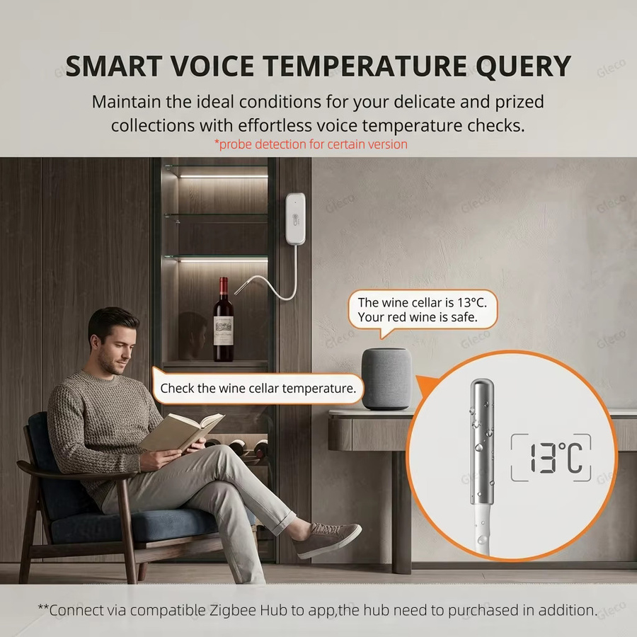 Coolo Smart Home Temperatur- und Feuchtigkeitssensor mit Sonde für Zigbee und WLAN in Weiß - Bild 3