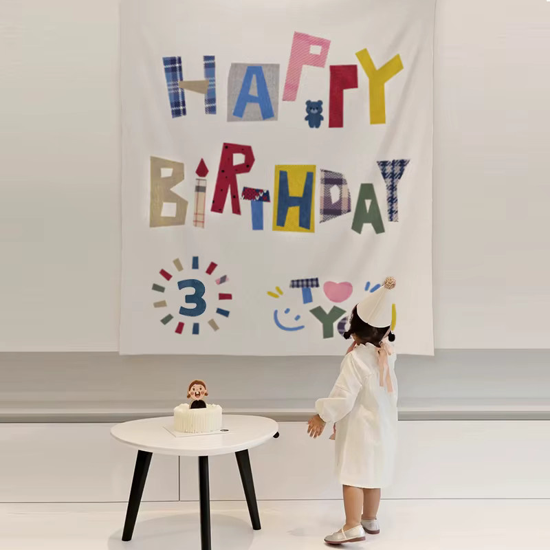 VIKAMA Geburtstagsbanner für Babys zum ersten Geburtstag, hängende Textil-Dekoration in Mehrfarbig, B/H: 70 x 70 cm - Bild 2