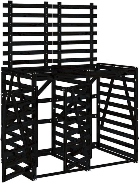 DELUKE Mülltonnenbox BOUMI aus Kiefernholz für 2 Tonnen, Schwarz, B/T/H: 162 x 91,5 x 128,5 cm - Bild 1
