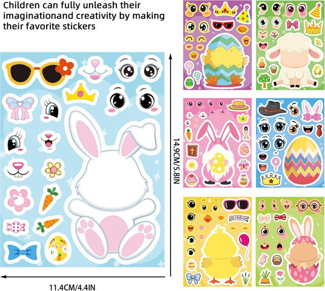 GOGOTU Cartoon-Ostereier-Puzzle-Aufkleber, Tiere, Set / Bundle - Bild 1