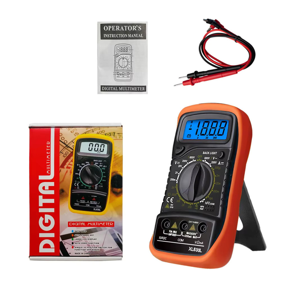 Lefavor XL830L Handheld Digital Multimeter mit LCD Hintergrundbeleuchtung, Tragbares AC/DC Amperemeter Voltmeter und Ohm Spannungstester in Gelb - Bild 5