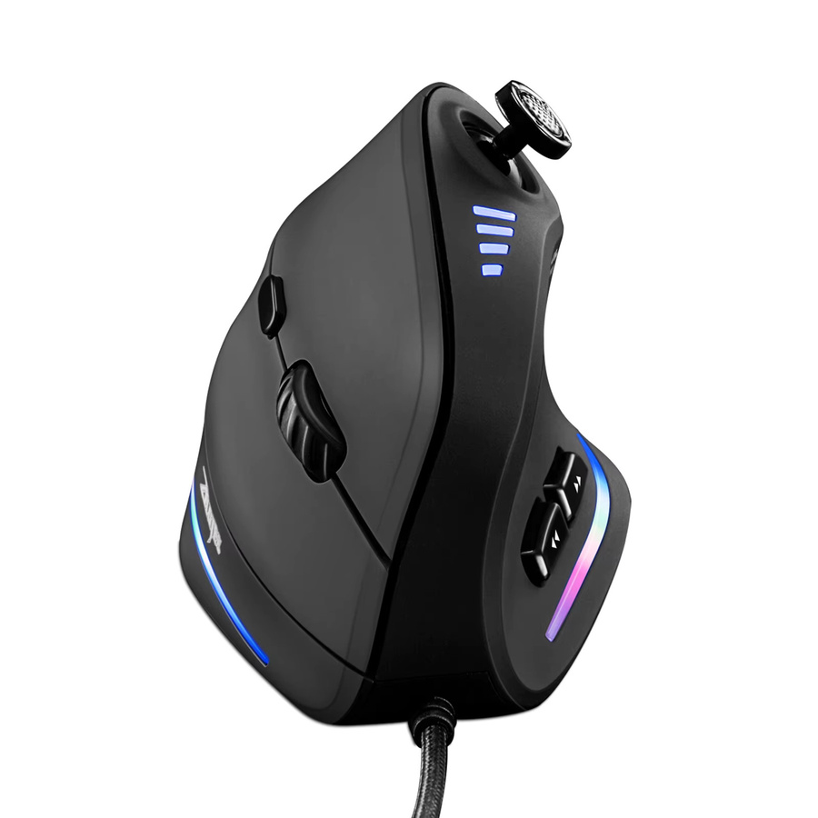 Zelotes C18 Vertikale Ergonomische Gaming Maus mit RGB, 10000 DPI und programmierbaren Joysticks, Schwarz - Bild 4