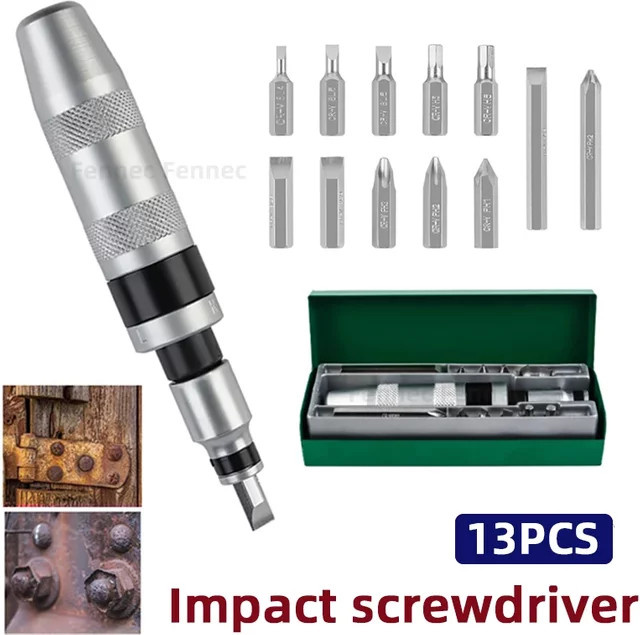 13-teiliges FENNEC Schlagschrauber-Set mit Bits in Silber - Bild 1