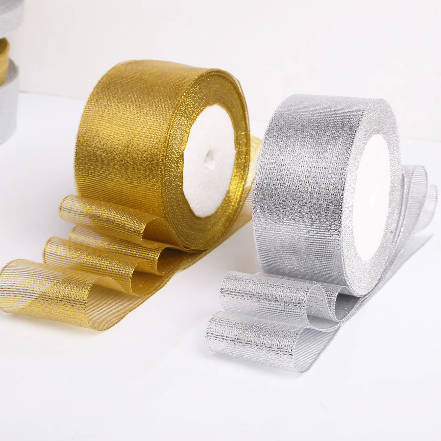 Wusmart Metallic Glitter Band in Gold und Silber für Geschenkverpackungen und DIY-Bastelarbeiten - Bild 3