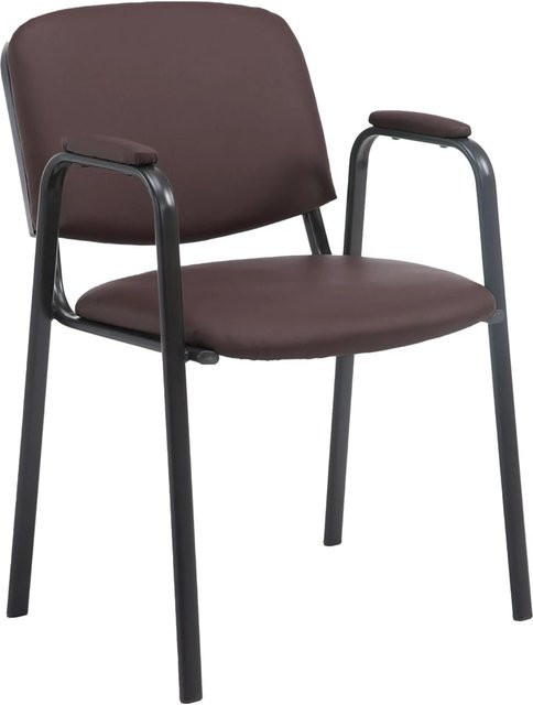 DELUKE Besucherstuhl ZAGREB Konferenzstuhl und Bürostuhl aus Kunstleder in Braun, B/T/H: 53 x 55 x 79 cm - Bild 1