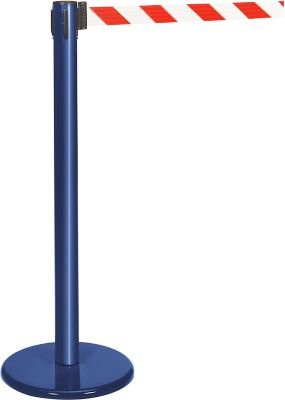 Guidesystems Gurtpfosten aus Metall in Blau mit rot-weißem Absperrband - Bild 1