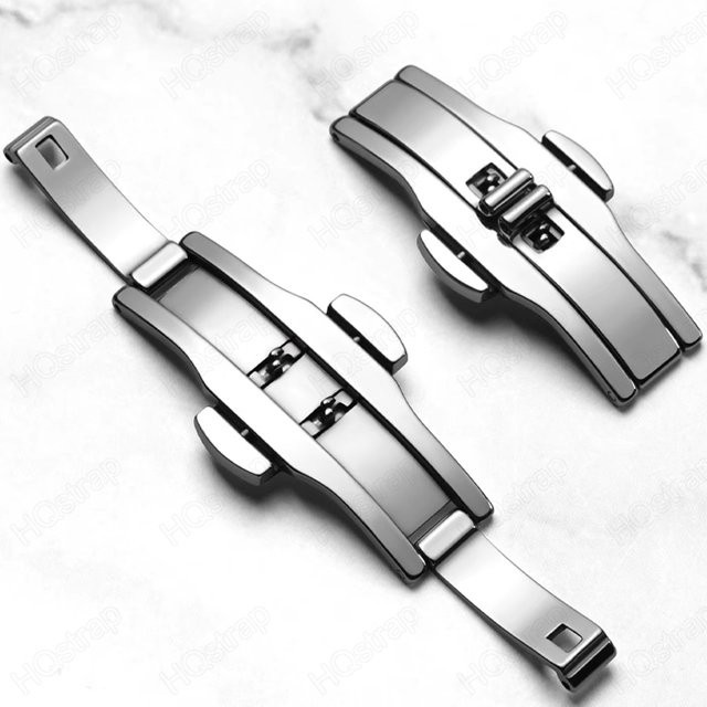 HQstrap Uhrenarmband Verschluss, Schmetterlingsschnalle, Edelstahl, Silber, Unisex - Bild 1