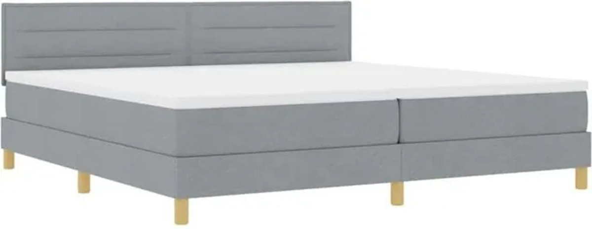vidaXL Boxspringbett mit Matratze in Grau, modernes Design aus Stoff und Holzwerkstoff, B/T: 200 x 200 cm - Bild 1