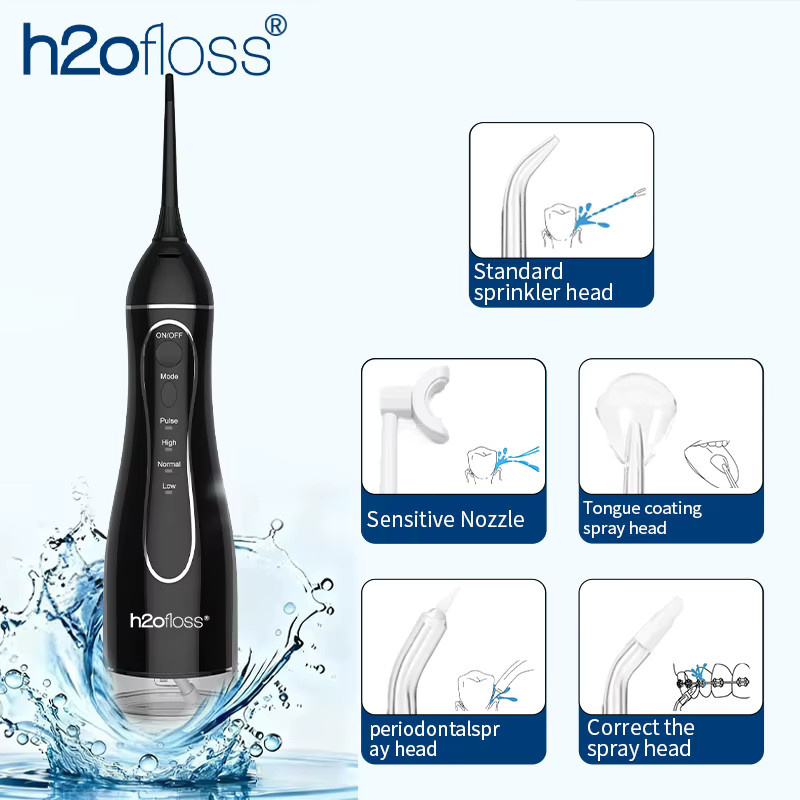 H2ofloss Wasser Flosser Munddusche, 300 ml, Schwarz, Unisex - Bild 5