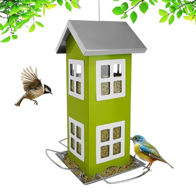 Relaxdays Vogelhaus aus Eisen in Grün zum Aufhängen, Höhe: 26 cm, Breite: 12 cm, Tiefe: 12 cm - Bild 1