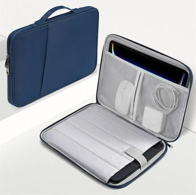 Wasserdichte und stoßfeste Laptoptasche mit Griff für Macbook Air und Pro 13 bis 16 Zoll, Navy Blau - Bild 1