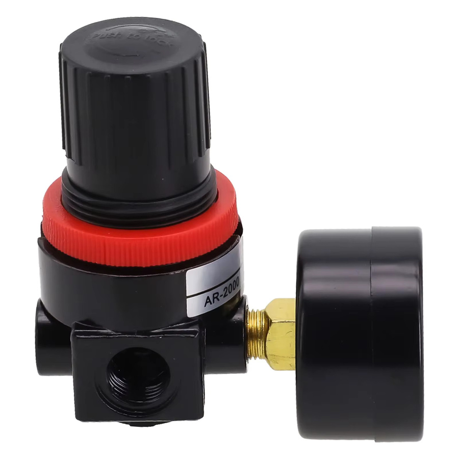 Druckregler mit Manometer für Luftkompressoren von LEENKEA in Schwarz mit 1/8 Zoll NPT Innengewinde und 1/4 Zoll NPT Anschluss - Bild 2
