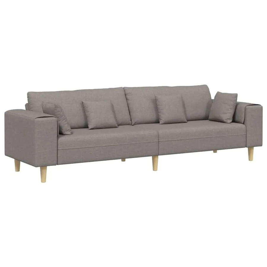 vidaXL Sofa mit Kissen in Taupe, modernes Polstersofa aus Stoff für dein Wohnzimmer, B/T/H: 250 x 77 x 76 cm - Bild 2