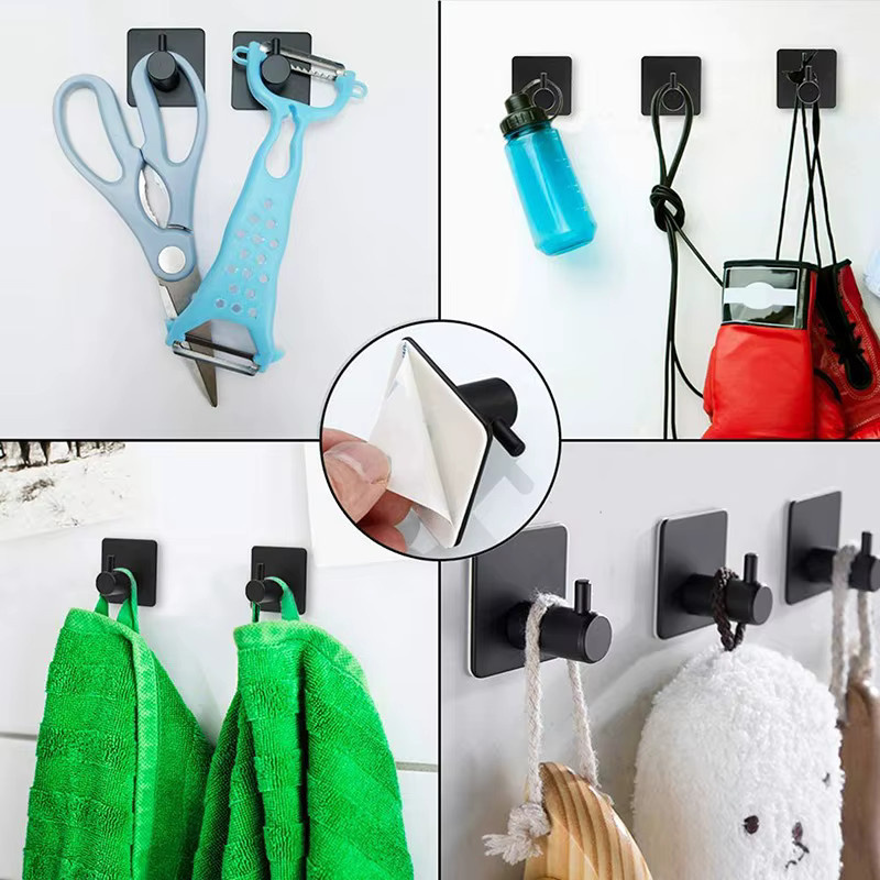 Schwarzer Wandhaken aus Edelstahl als Kleiderhaken und Handtuchhaken für Badezimmer und Küche - Bild 4