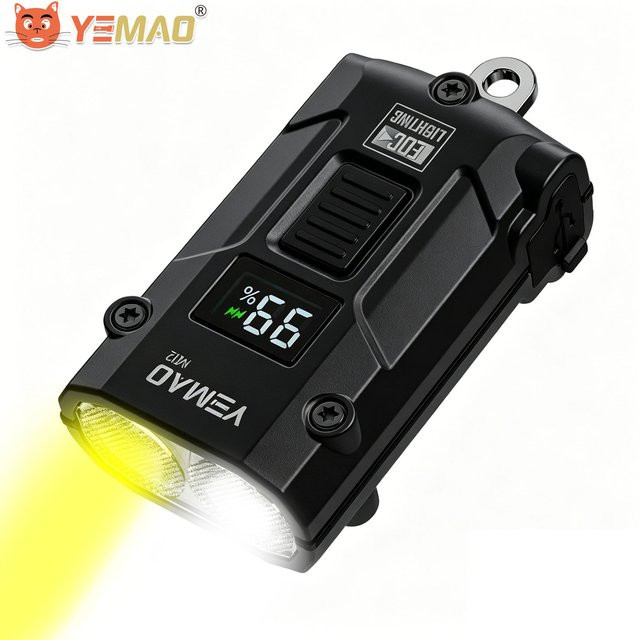 YEMAO M12 EDC Schlüsselanhänger-Taschenlampe mit 300 Lumen, USB-C aufladbar und Leistungsanzeige - Bild 1
