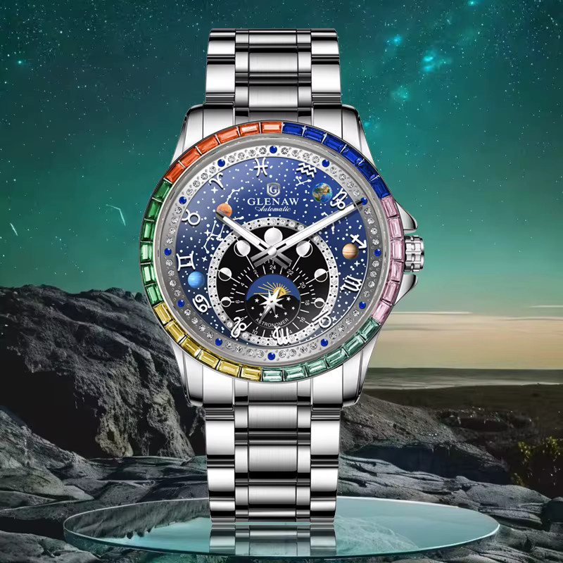 GLENAW Mechanische Uhr, Edelstahl, Gold, Herren - Bild 2