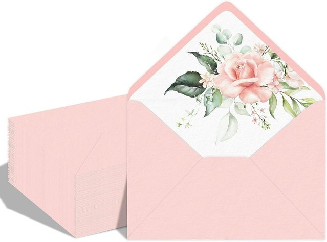 50 rosa Umschläge mit Muster für Hochzeitseinladungen und Grußkarten - Bild 1