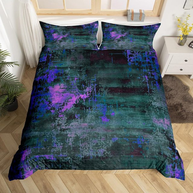 Binchi Outdoor Product Bettwäsche-Set mit abstraktem Aquarell-Design in Petrol, 3-teilig, B/H: 155 x 215 cm - Bild 1
