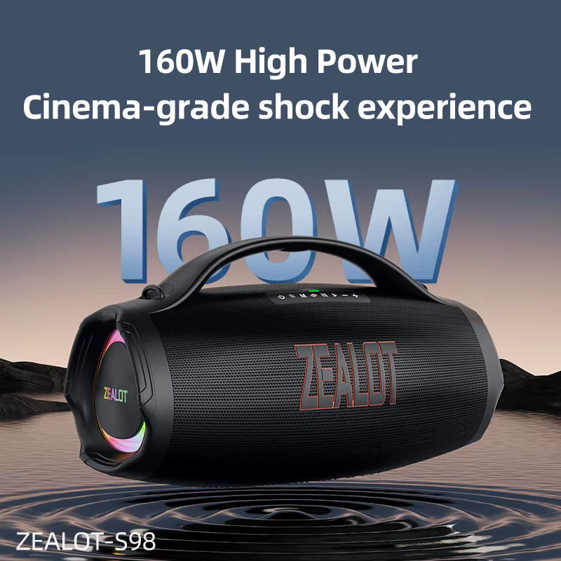 ZEALOT S98 Tragbarer Bluetooth Lautsprecher mit 160W Leistung, Wasserdicht, TWS Subwoofer, Schwarz - Bild 2