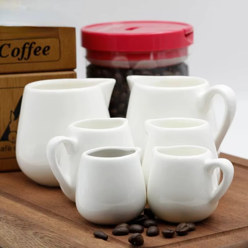 YWDL Keramik-Milchkrug für Espresso, Kaffee und Sahne, Weiß, 50 ml / 100 ml / 220 ml - Bild 5