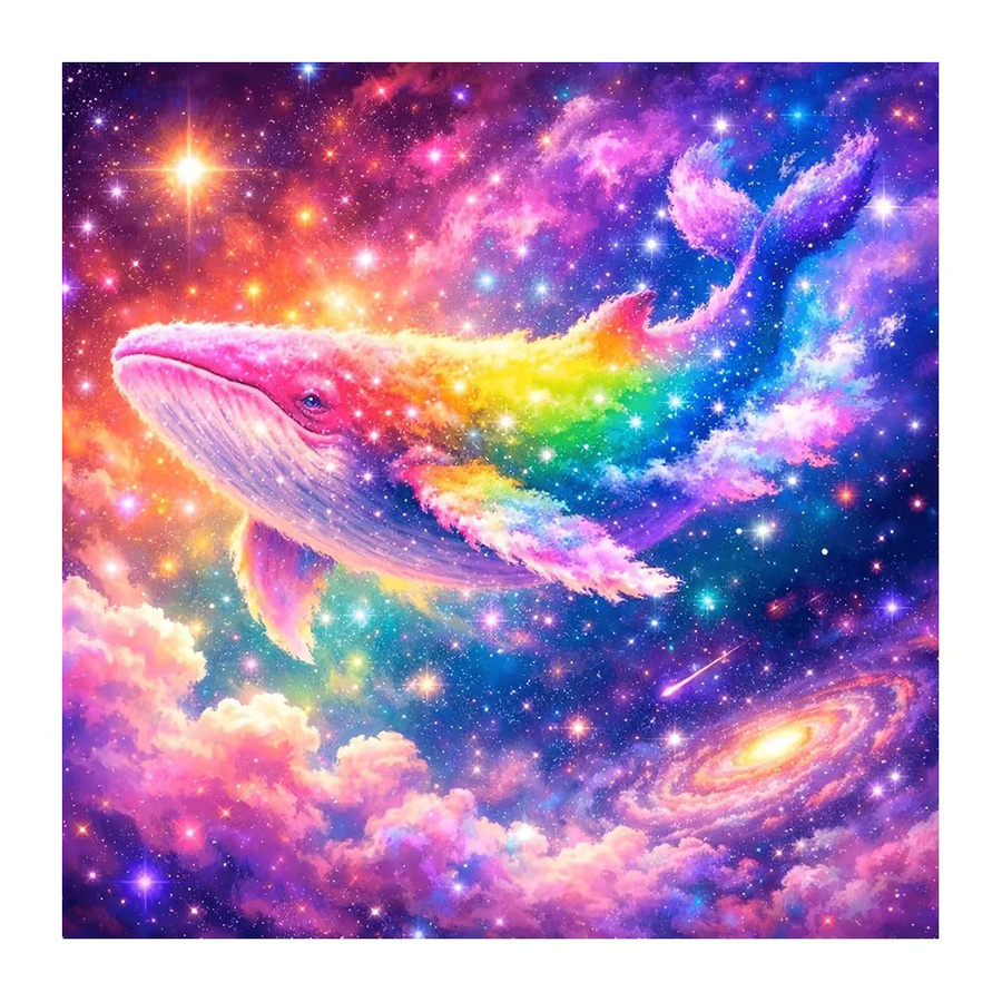 EverShine DIY Diamantmalerei Wal-Mosaik mit Galaxie-Sternen und Regenbogen als Wanddekoration in Multicolour mit runden Steinen - Bild 3