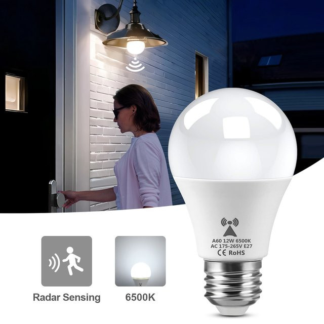 MALITAI LED Nachtlicht mit Radar-Bewegungssensor, E27 Birne 12W, Cool White, Weiß - Bild 1