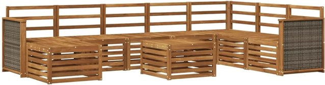 vidaXL Sofagarnitur aus Massivholz Akazie in Braun mit Latten-Design und Armlehnen - Bild 1