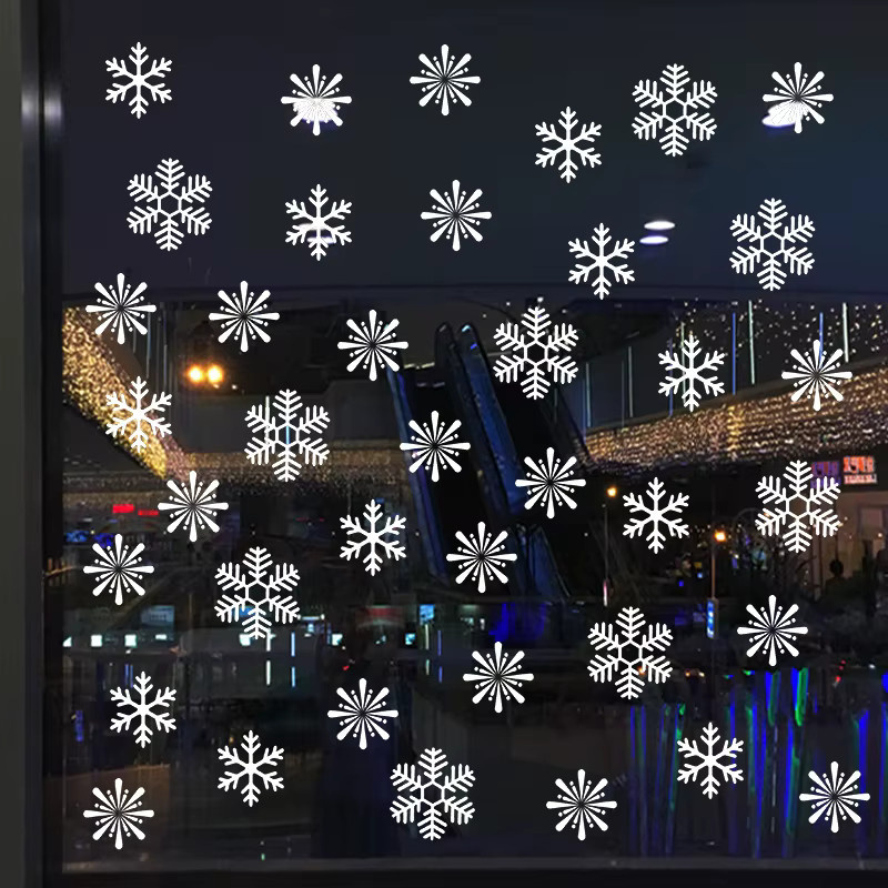 HonC 38 Stück Schneeflocken Fensteraufkleber Weiß für Weihnachtsdekoration und Silvester - Bild 3