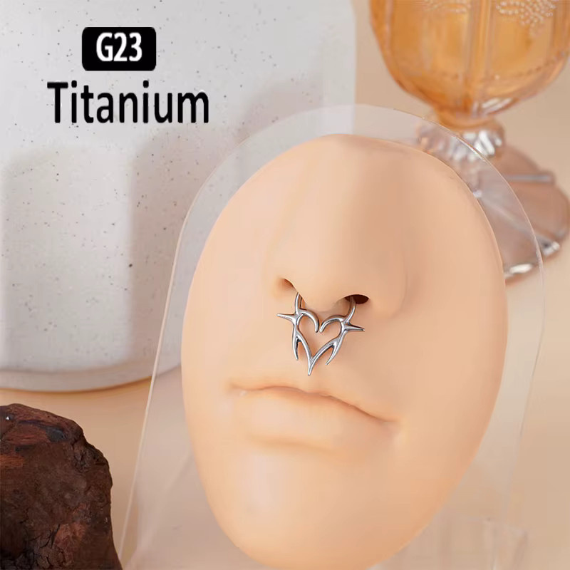 pioroe Nasenring Herz, Titan, Silber, Unisex - Bild 3