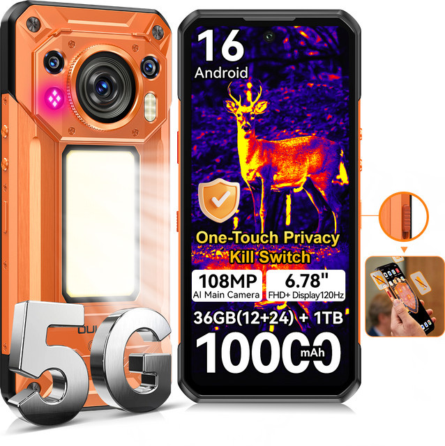 Oukitel WP500 Ultra Robustes Thermosmartphone in Schwarz mit 6,78 Zoll FHD+ Display, MTK Dimensity 8300, 36GB RAM, 1TB Speicher und 10000mAh Akku - Bild 1