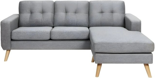 Vente-unique Sofa Bartolome Grau meliert, L-Form, Stoff, Breite: 198 cm - Bild 1