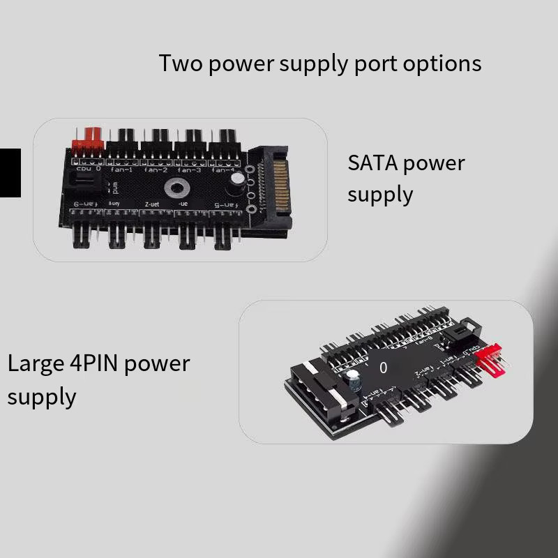 AuyiHomu 1-zu-10 PWM Lüfter-Hub 12V 4-Pin Splitter mit SATA-Stromanschluss für PC-Gehäuselüfter, Schwarz - Bild 3
