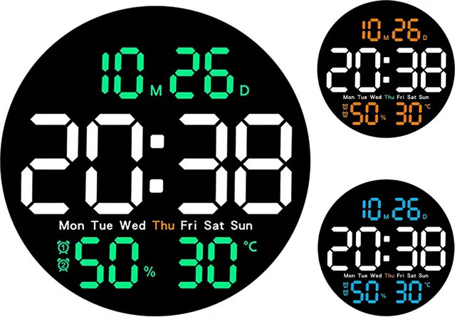 WOKLOK Digitale Wanduhr mit Countdown-Funktion, modern und rund, Schwarz oder Blau, Durchmesser: 25,5 cm - Bild 1