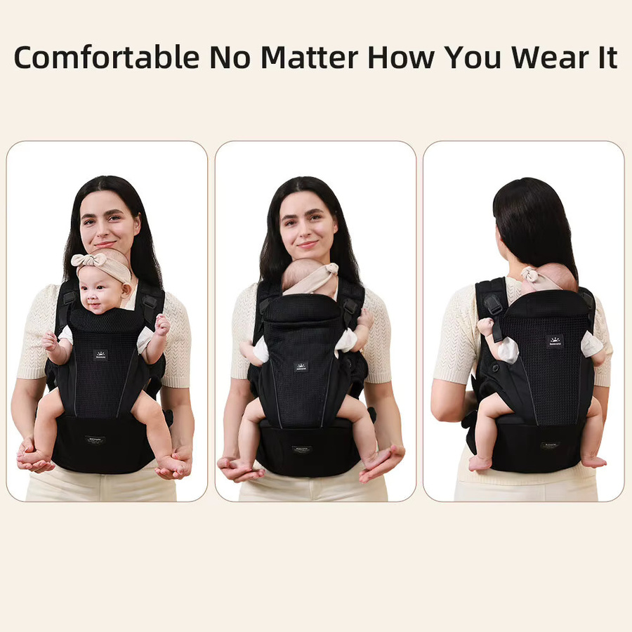 Ergonomische Babytrage aus atmungsaktivem Mesh von Sunveno in Schwarz für 4 bis 24 Monate - Bild 4