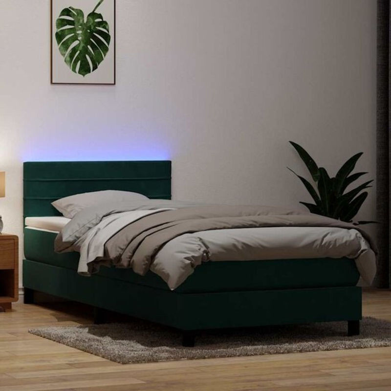 Vidaxl Boxspringbett mit Matratze aus Samt in Grün, B/T/H: 80 x 220 x 88 cm - Bild 1