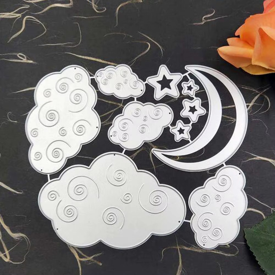 Metall-Stanzformen Nachthimmel mit Wolken, Sternen und Mond für DIY Scrapbooking und Papierhandwerk - Bild 5