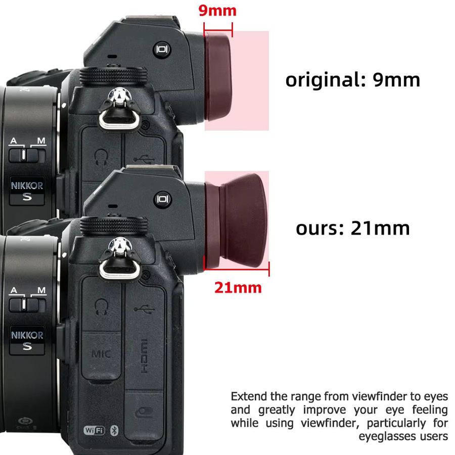 DK-29 Augenmuschel aus weichem Gummi in Schwarz als Ersatzabdeckung für Nikon Z5, Z6, Z6II, Z7 und Z7II Kameras - Bild 3