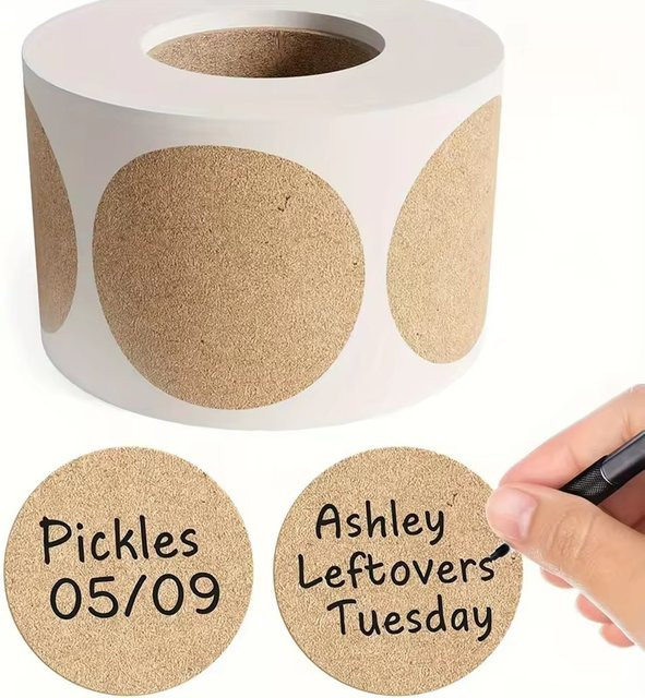 Selbstklebende runde Kraftpapier-Etiketten in Braun für Klassifizierung und Personalisierung, 500 Stück pro Rolle, Durchmesser: 2,5 cm / 3,8 cm / 5 cm - Bild 1