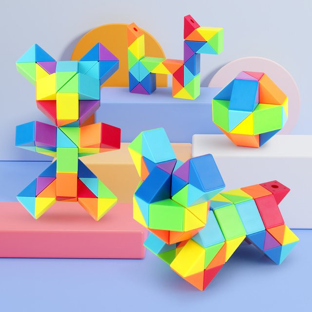 SENGSO Fidget Snake Cube Puzzle-Spielzeug, Regenbogenfarben - Bild 1