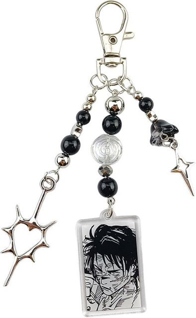 Schlüsselanhänger Anime Choso, Spiralstern Kreuz, Perlen, weiß, Unisex - Bild 1