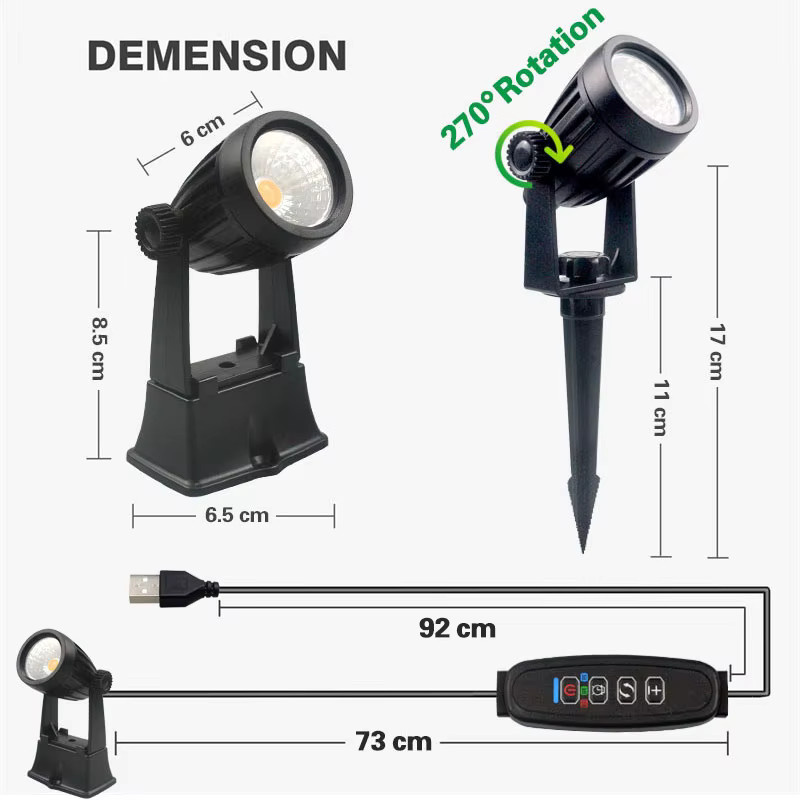 Teetealy USB LED Pflanzenbeleuchtung Schwarz, dimmbare 5W Uplight-Spotlampe für den Innenbereich - Bild 2