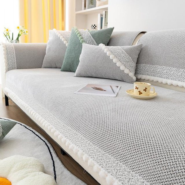 Yifulin Sofakissen aus Chenille in Beige und Grau, quadratisch, rutschfest und waschbar, Breite: 70 cm, Höhe: 70 cm, Tiefe: 70 cm - Bild 1