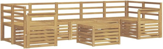 vidaXL Outdoor-Sofagarnitur 8-teilig aus Massivholz Akazie in Weiß mit Latten-Design und U-Form - Bild 1