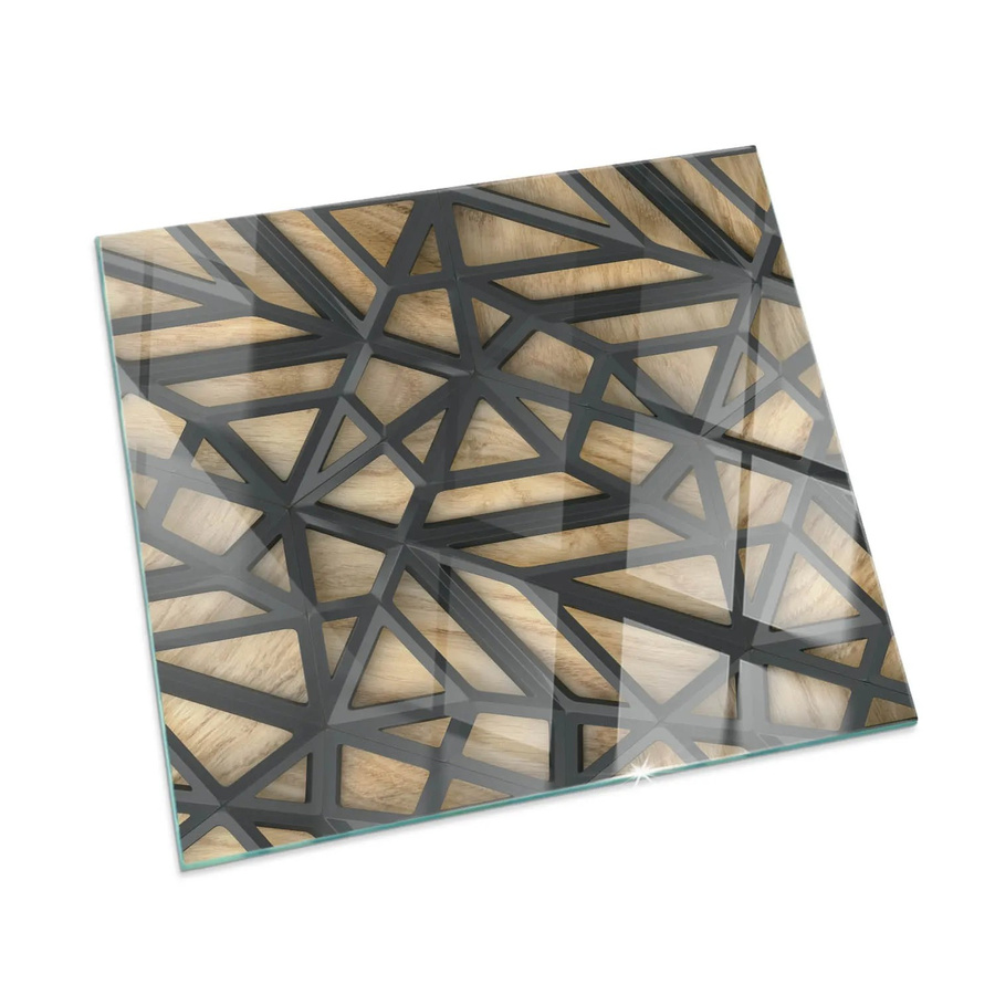 Tulup Glasplatte für Kamin Geometrie in Braun, B/T: 50 x 50 cm - Bild 2