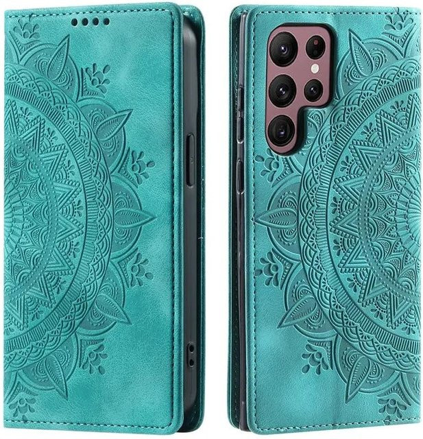 Magnetische Lederhülle als Brieftasche für Samsung Galaxy S25 S24 Ultra S23 FE S22 S21 S20 S10 S9 Plus Note 20 in Türkis - Bild 1