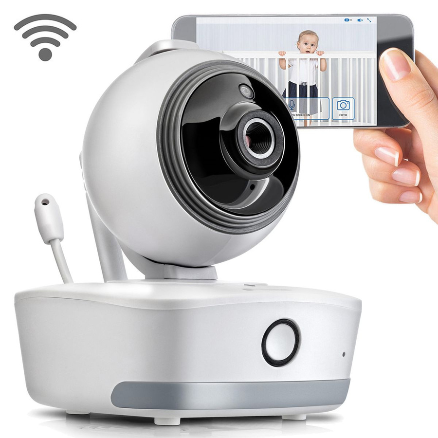 Reer Video-Babyphone IP BabyCam Move mit App-Steuerung und WLAN in Weiß/Grau - Bild 1