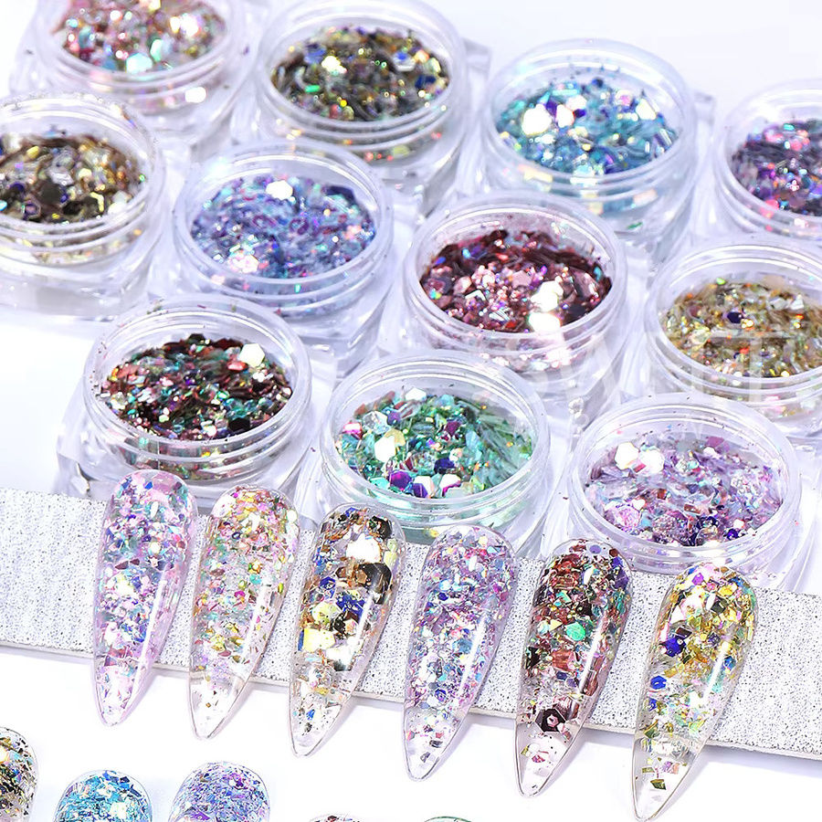 SWEET TREND Nagel-Glitzerflocken, 12 Farben, holografisch, glänzend - Bild 5